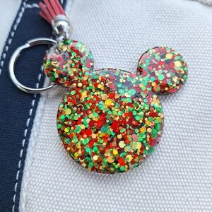 Colorful Glitter Mouse Keychain